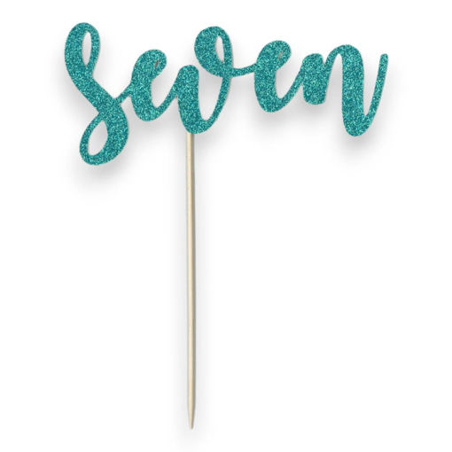 Picture of SEVEN CAKE TOPPER TURQUOISE GLITTER
